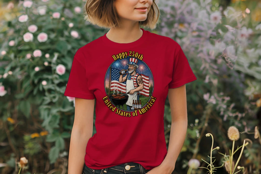 “Uncle Sam BBQ Edition” Performance Tee – America 250 Celebration Shirt Anvil and Anthem }