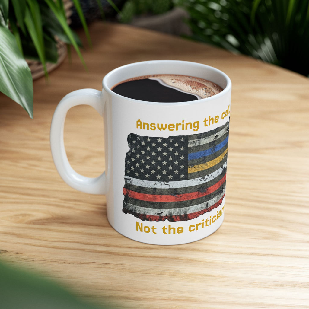 The Thin Line First Responder Ceramic Mug | Police • EMS • Fire • Dispatch Coffee Mug (11oz & 15oz)