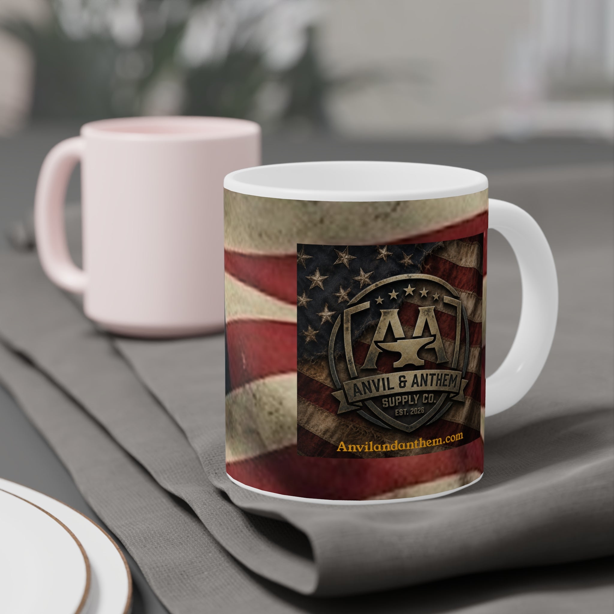"Dirty Hands, Clean Money" American Flag Ceramic Mug – The Patriot’s Work Ethic Collection {{ product_type }Anvil and Anthem }