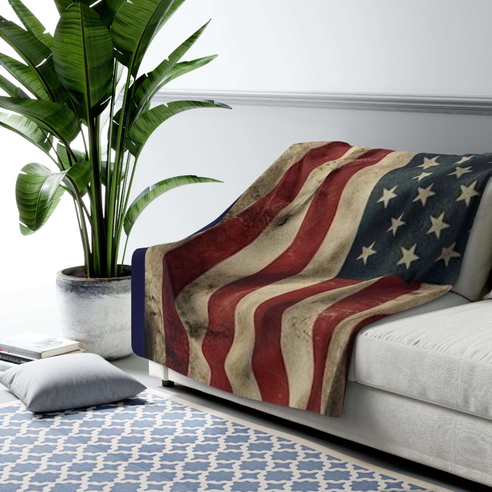 Premium "Stars and Stripes" Sherpa Fleece Blanket – Ultra-Soft Patriotic Throw {{ product_type }Anvil and Anthem }