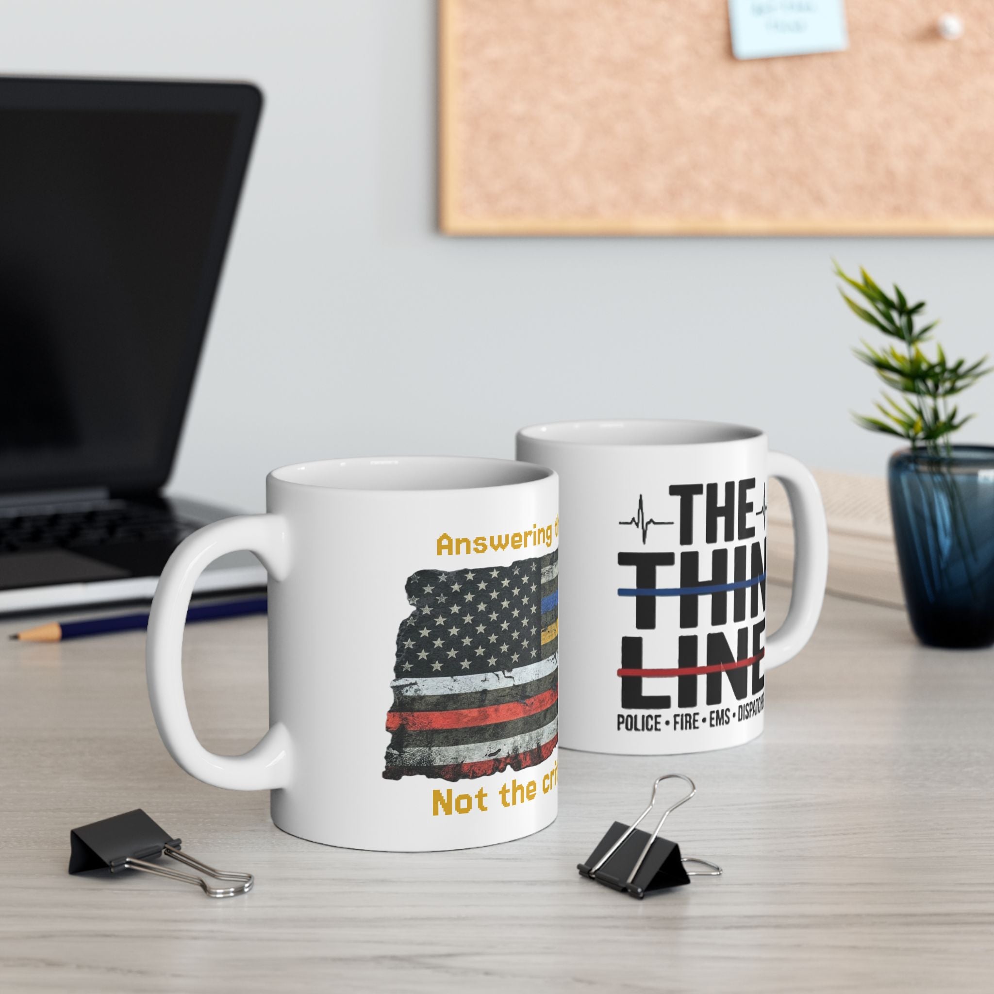 The Thin Line First Responder Ceramic Mug | Police • EMS • Fire • Dispatch Coffee Mug (11oz & 15oz)
