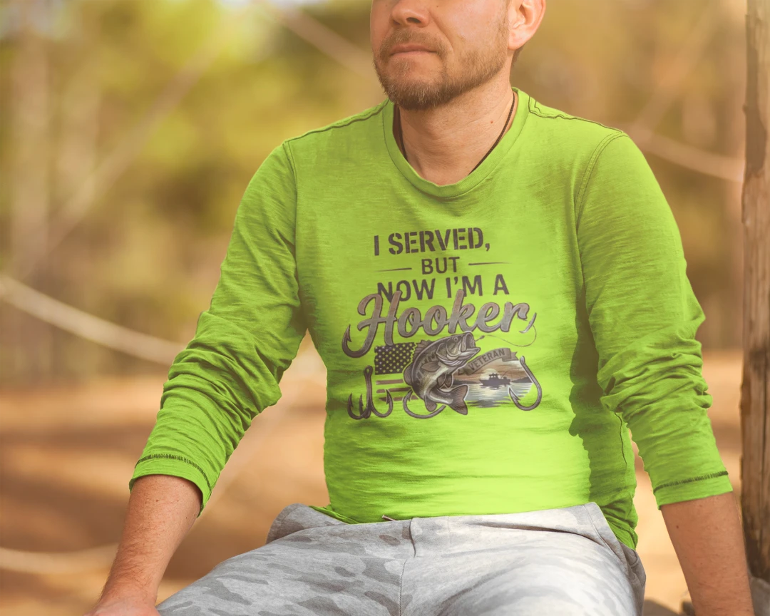 "I Served, But Now I Am A Hooker" Performance Fishing Shirt – UV Protection & Moisture Wicking {{ product_type }Anvil and Anthem }