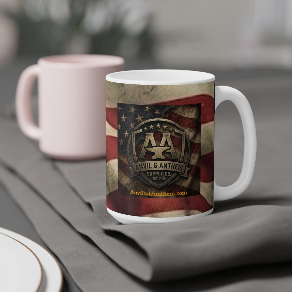 "Dirty Hands, Clean Money" American Flag Ceramic Mug – The Patriot’s Work Ethic Collection {{ product_type }Anvil and Anthem }