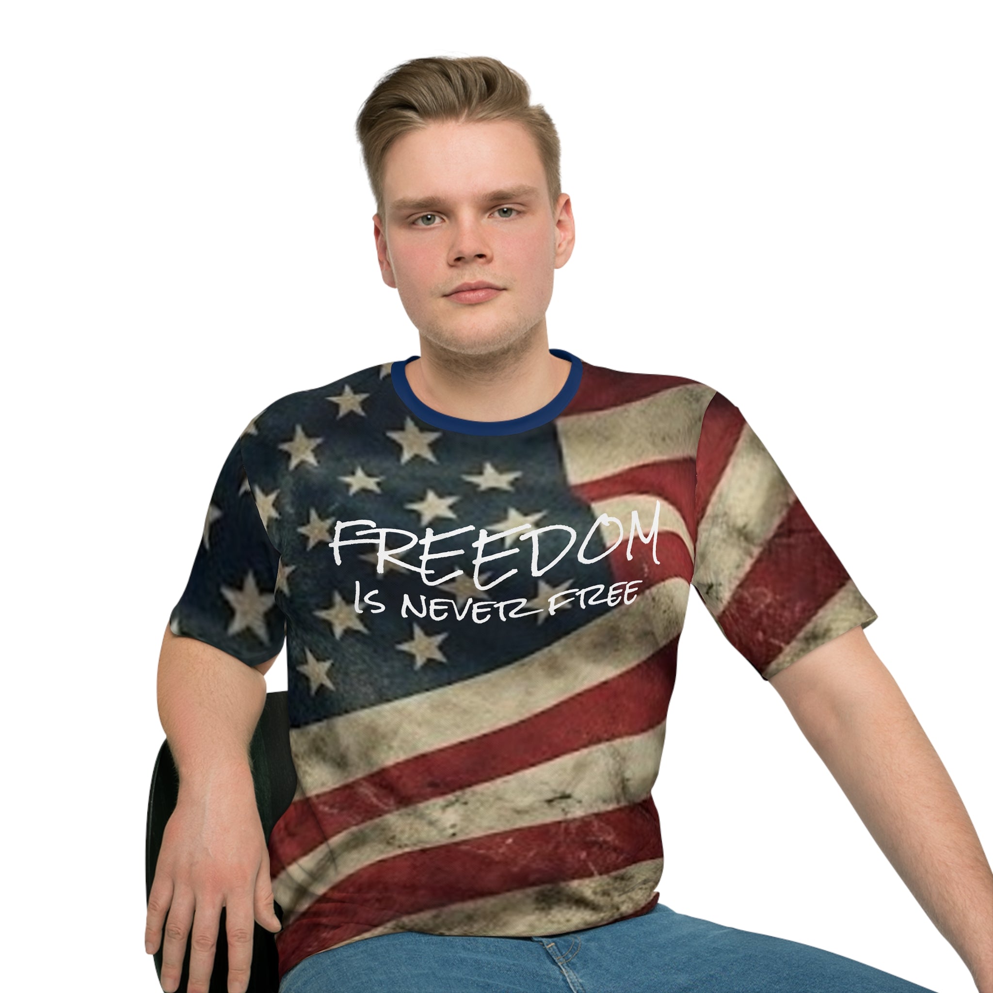"Liberty or Death" All-Over American Flag Graphic Tee – Premium Patriotic Apparel {{ product_type }Anvil and Anthem }