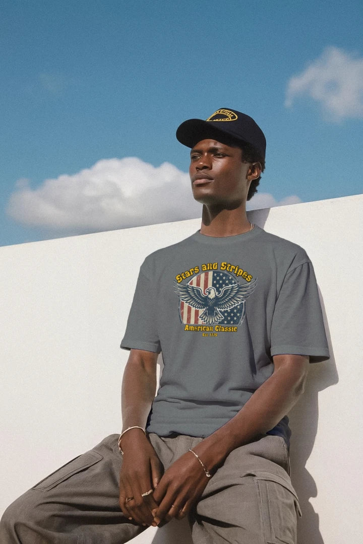 Stars & Stripes American Eagle Performance Wicking Tee | Patriotic USA Athletic Shirt (Est. 1776) {{ product_type }Anvil and Anthem }