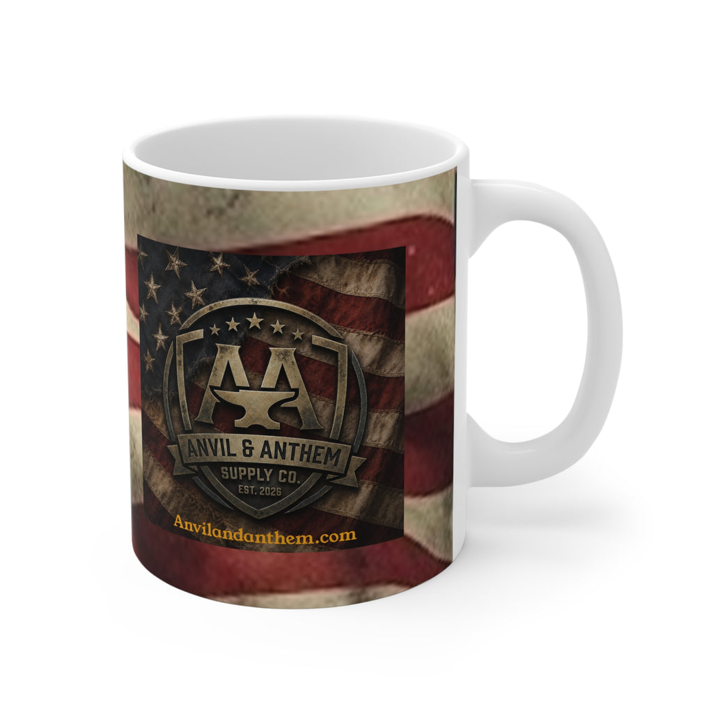 "Dirty Hands, Clean Money" American Flag Ceramic Mug – The Patriot’s Work Ethic Collection {{ product_type }Anvil and Anthem }