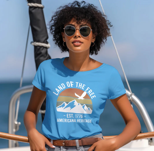 American Heritage Tee – Land of the Free Est. 1776 Patriotic Mountain Shirt {{ product_type }Anvil and Anthem }