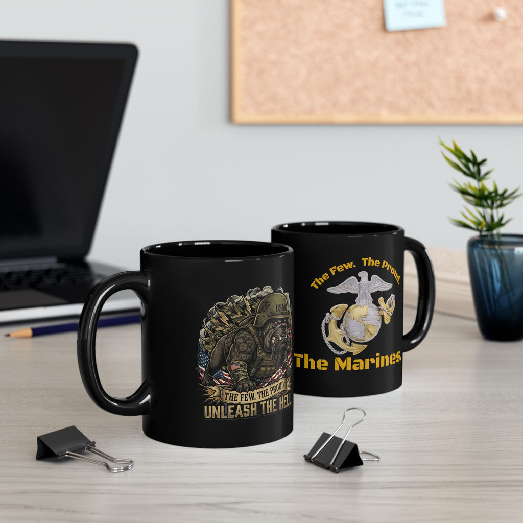 USMC Marine Corps Mug | The Few. The Proud. Military Eagle Globe Anchor Coffee Cup (11oz / 15oz)