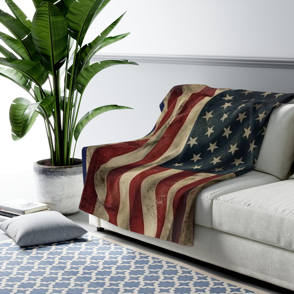 Premium "Stars and Stripes" Sherpa Fleece Blanket – Ultra-Soft Patriotic Throw {{ product_type }Anvil and Anthem }