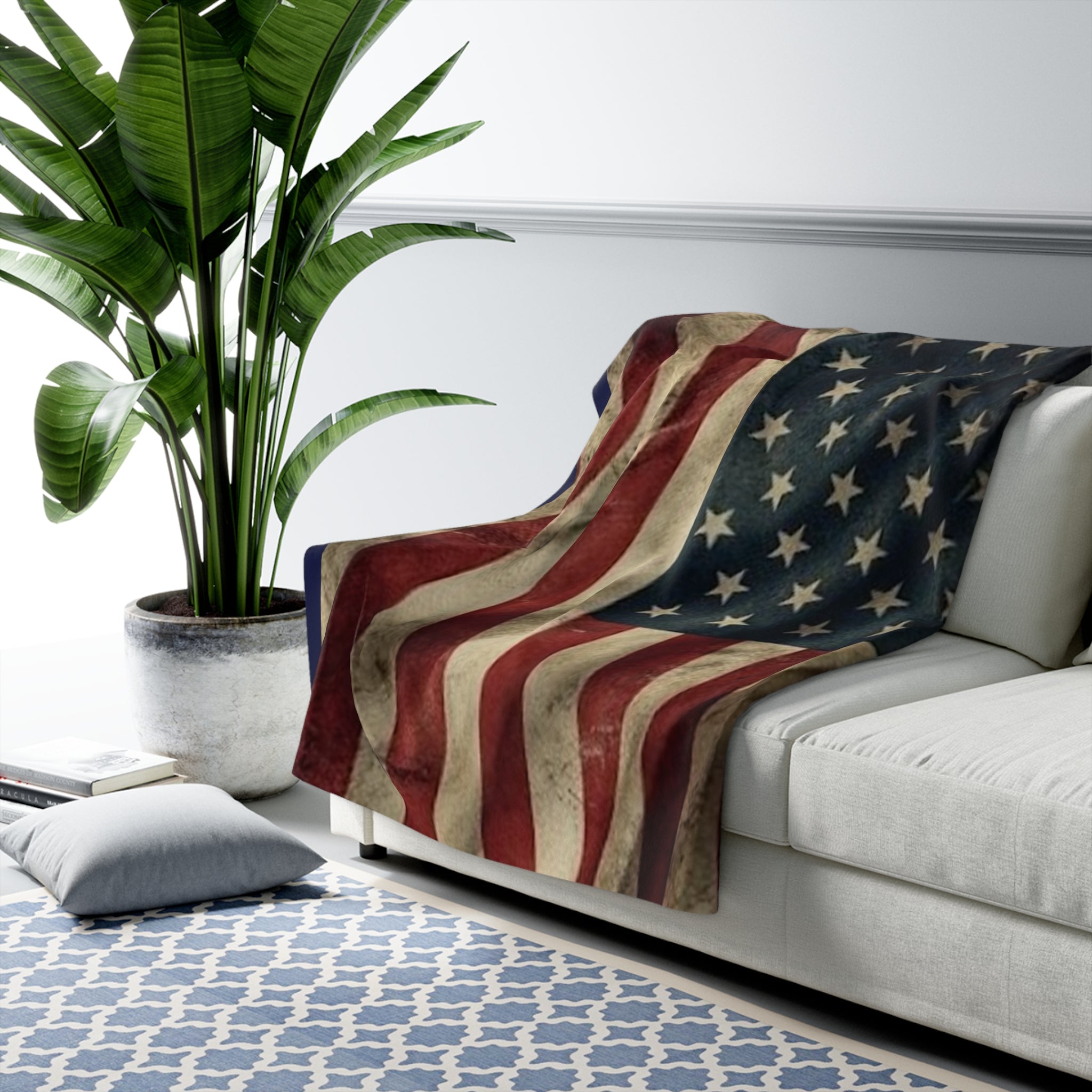 Premium "Stars and Stripes" Sherpa Fleece Blanket – Ultra-Soft Patriotic Throw {{ product_type }Anvil and Anthem }