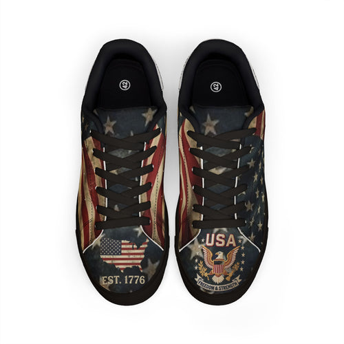 "Freedom and Strength" American Flag Leather Sneakers – 1776 Heritage Edition