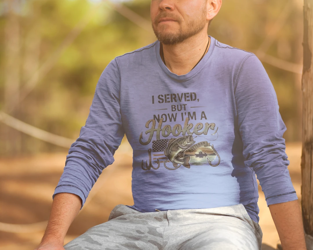 "I Served, But Now I Am A Hooker" Performance Fishing Shirt – UV Protection & Moisture Wicking {{ product_type }Anvil and Anthem }