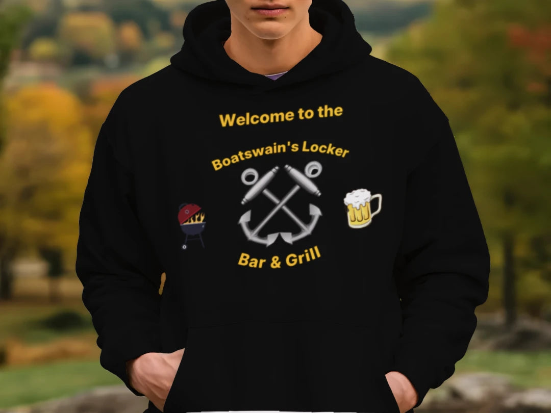 “Welcome to the Bos'n Locker” BM B & G Hoodie – Anchors Aweigh, Drinks prolly knot! {{ product_type }Anvil and Anthem }