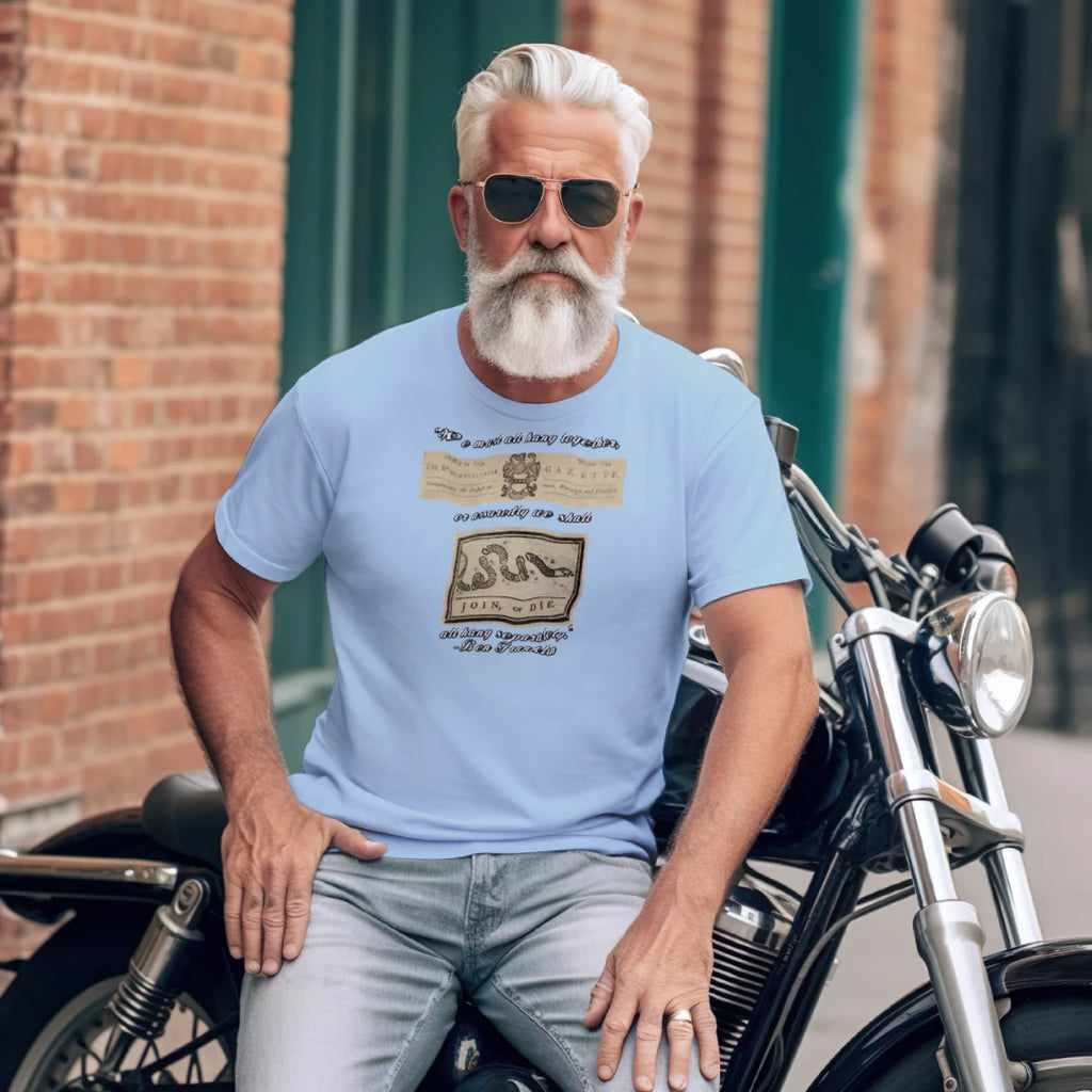 "Join or Die" Benjamin Franklin Patriotic Graphic Tee – American Founding History {{ product_type }Anvil and Anthem }