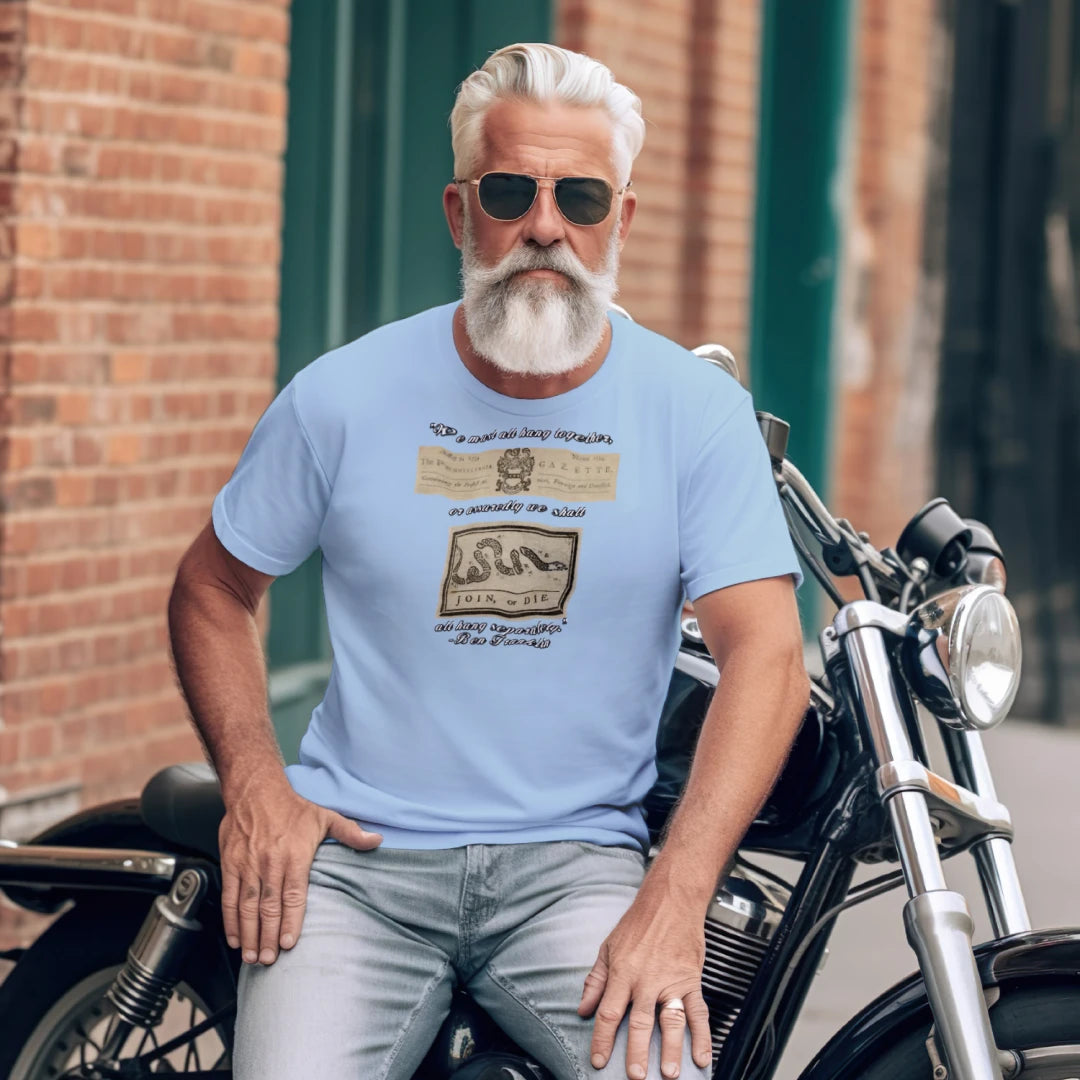 "Join or Die" Benjamin Franklin Patriotic Graphic Tee – American Founding History {{ product_type }Anvil and Anthem }
