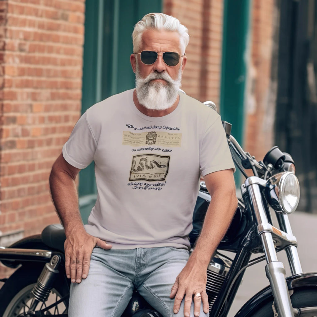 "Join or Die" Benjamin Franklin Patriotic Graphic Tee – American Founding History {{ product_type }Anvil and Anthem }