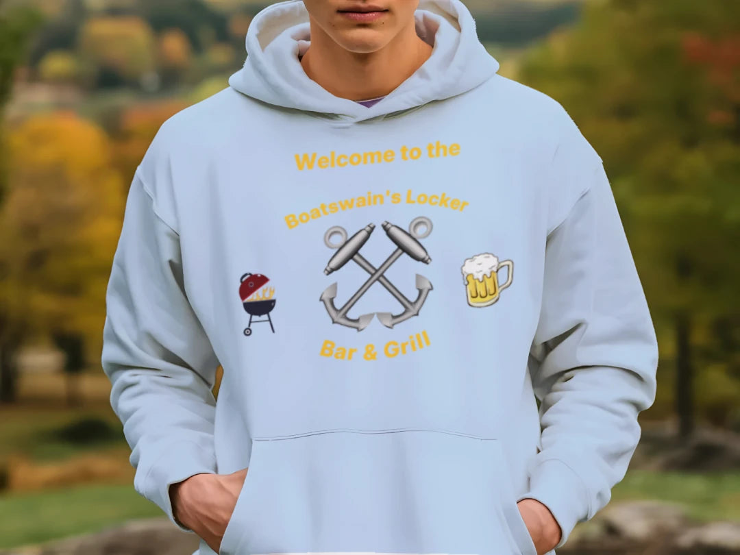 “Welcome to the Bos'n Locker” BM B & G Hoodie – Anchors Aweigh, Drinks prolly knot! {{ product_type }Anvil and Anthem }