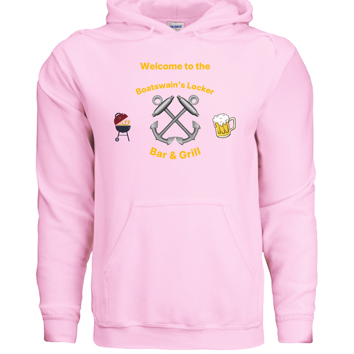 “Welcome to the Bos'n Locker” BM B & G Hoodie – Anchors Aweigh, Drinks prolly knot! LIGHT PINK {{ product_type }Anvil and Anthem }