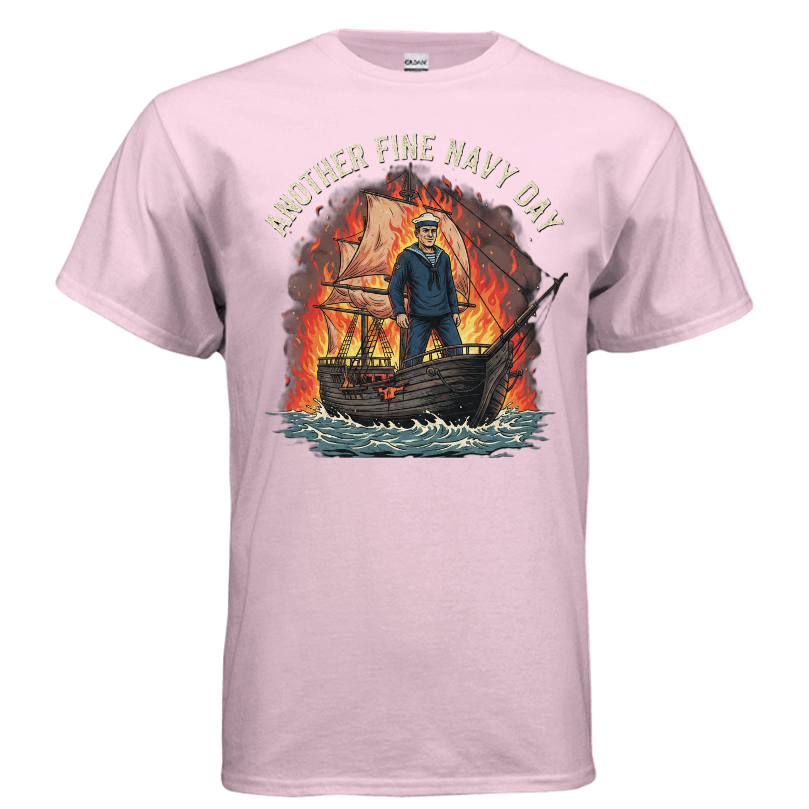 Another Fine Navy Day Tee – Sarcastic Burning Ship Sailor Graphic Shirt Anvil and Anthem }