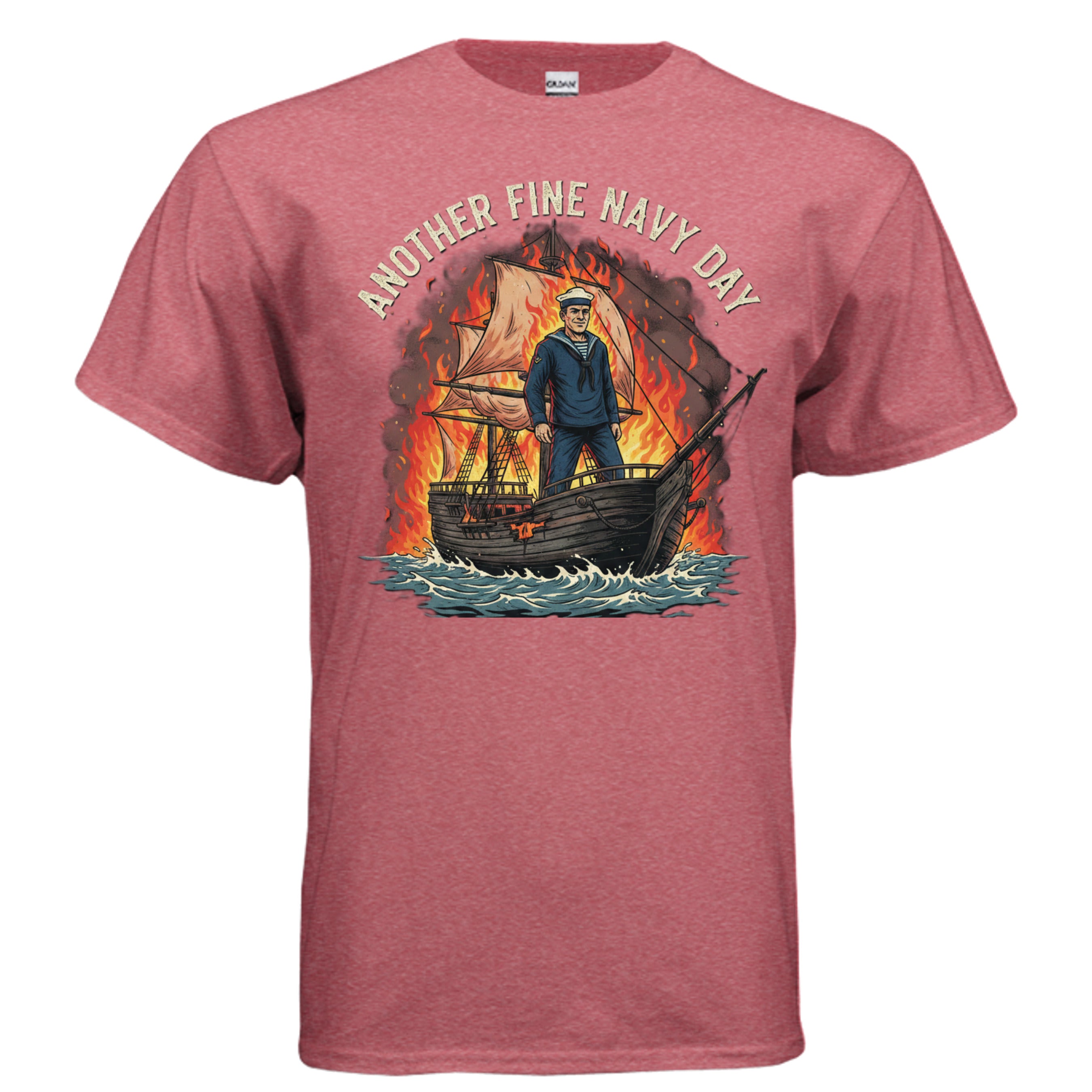 Another Fine Navy Day Tee – Sarcastic Burning Ship Sailor Graphic Shirt Anvil and Anthem }