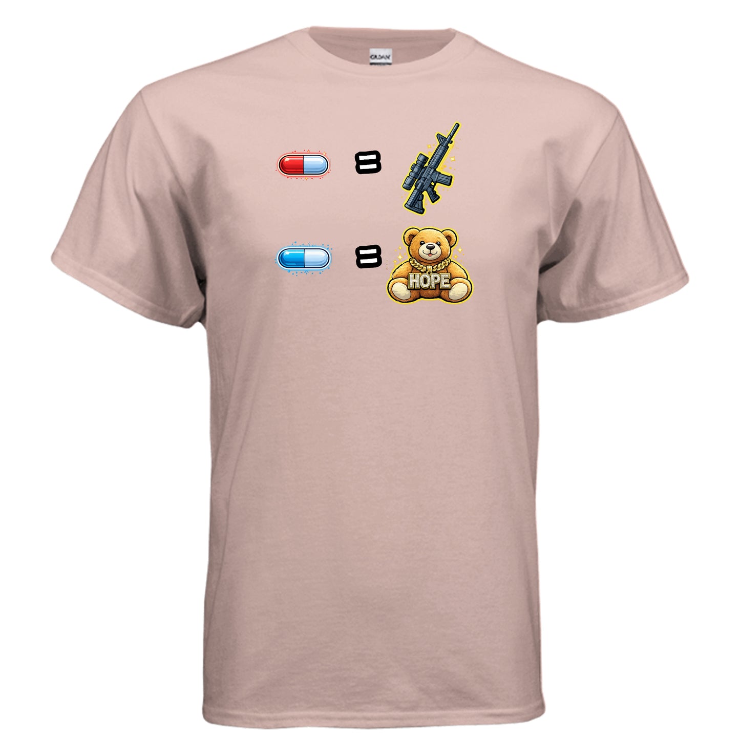 Red Pill / Blue Pill: Choose Your Reality Tee — Meme Decision Edition Dusty Rose {{ product_type }Anvil and Anthem }
