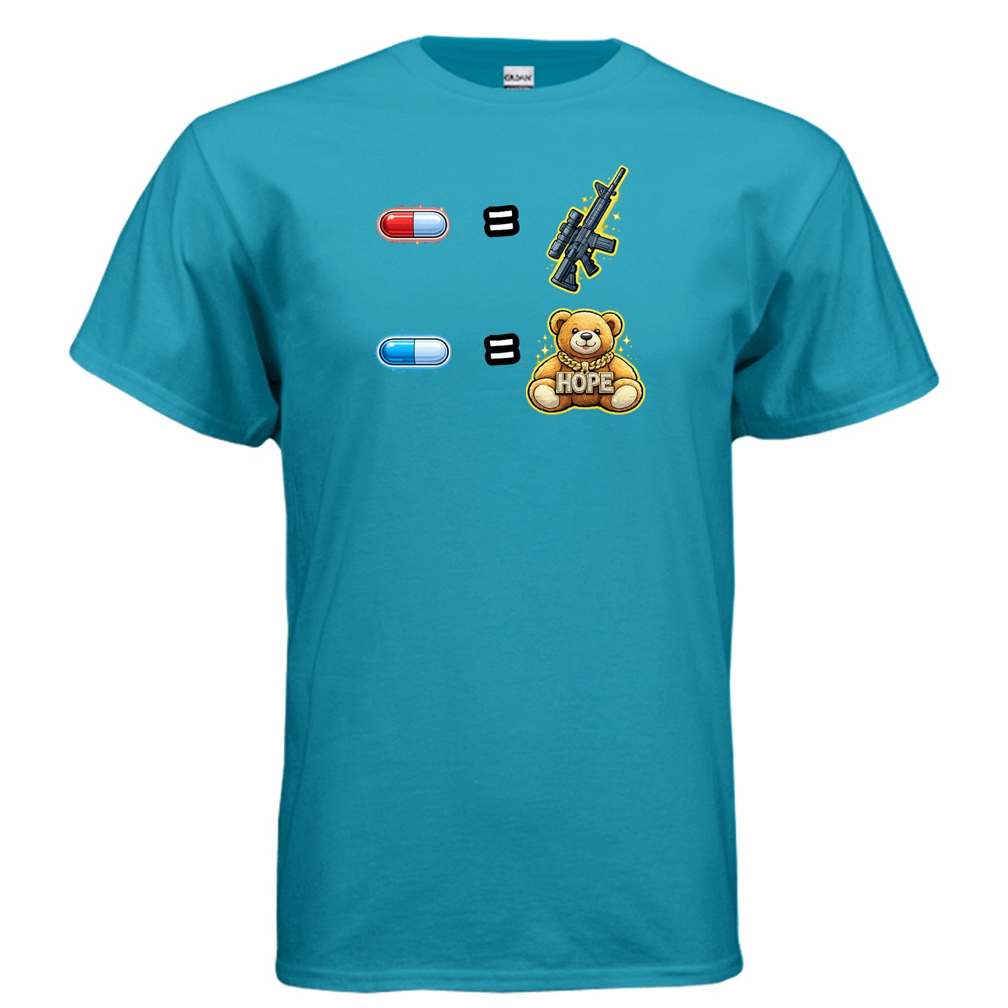 Red Pill / Blue Pill: Choose Your Reality Tee — Meme Decision Edition TROPICAL BLUE {{ product_type }Anvil and Anthem }