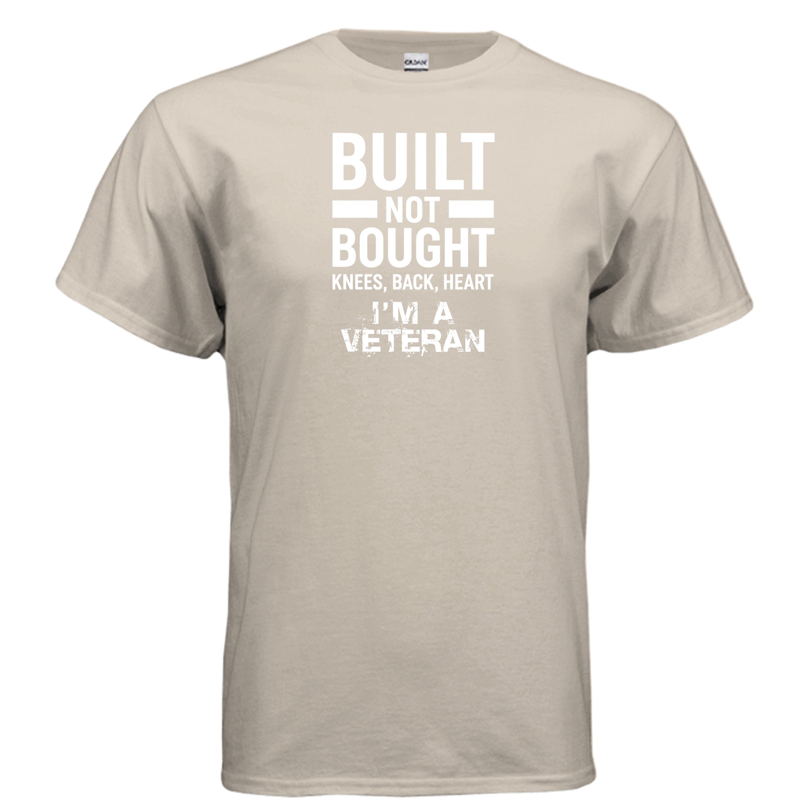 Built Not Bought Veteran Tee – “Knees Back Heart” Military Pride Shirt Anvil and Anthem }
