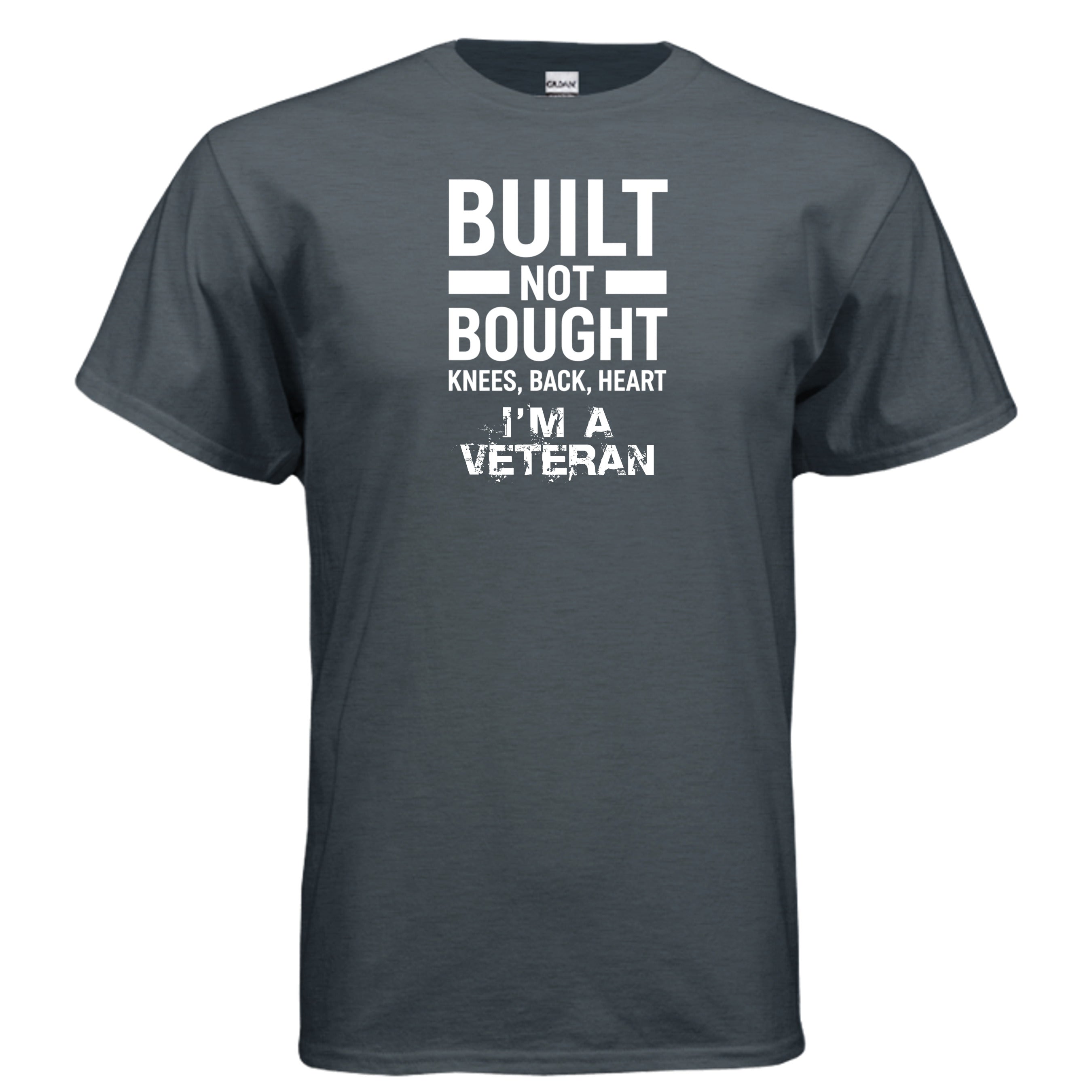 Built Not Bought Veteran Tee – “Knees Back Heart” Military Pride Shirt Heather Navy {{ product_type }Anvil and Anthem }