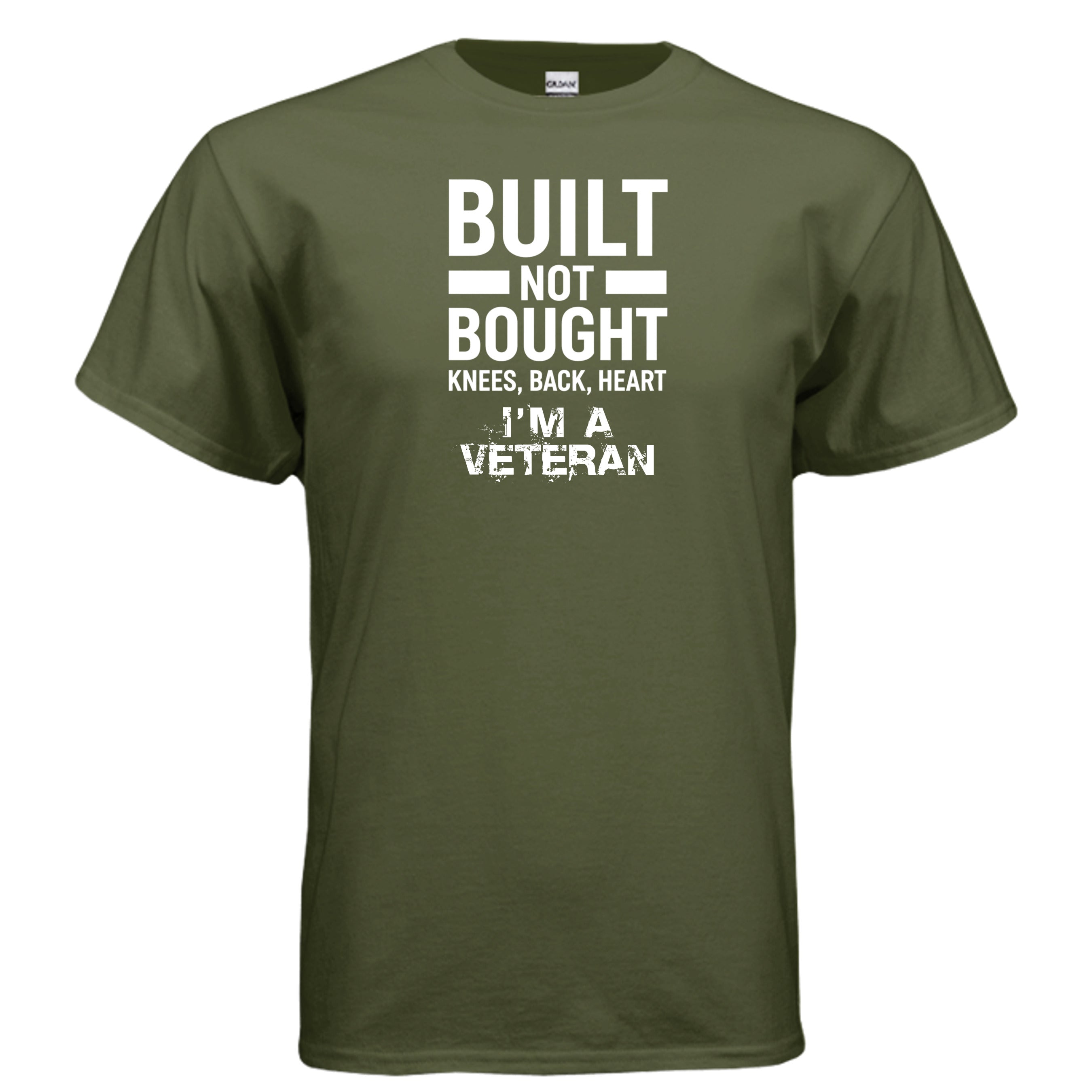 Built Not Bought Veteran Tee – “Knees Back Heart” Military Pride Shirt Anvil and Anthem }