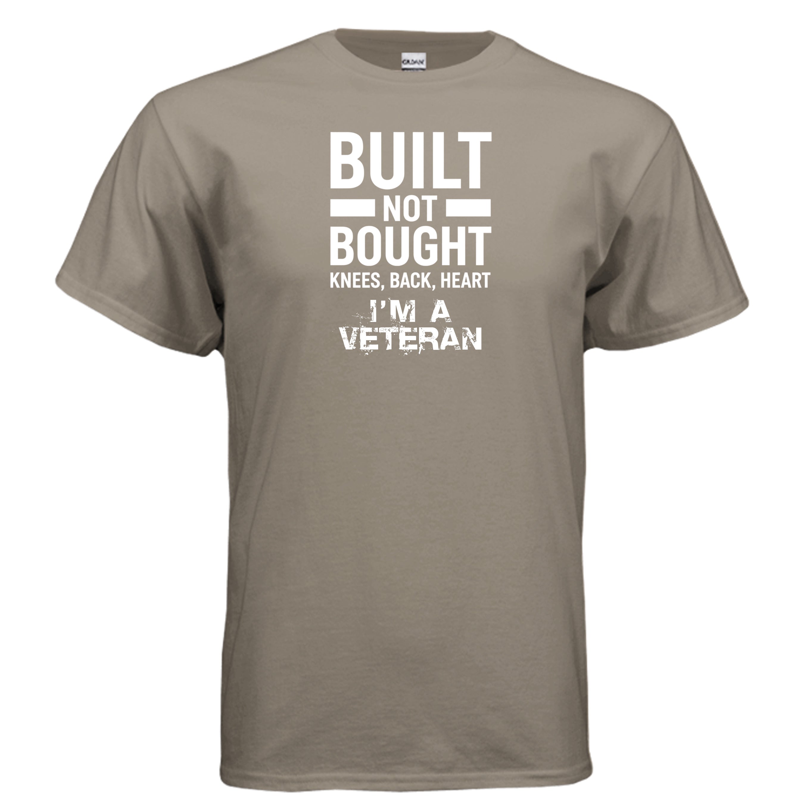 Built Not Bought Veteran Tee – “Knees Back Heart” Military Pride Shirt Anvil and Anthem }