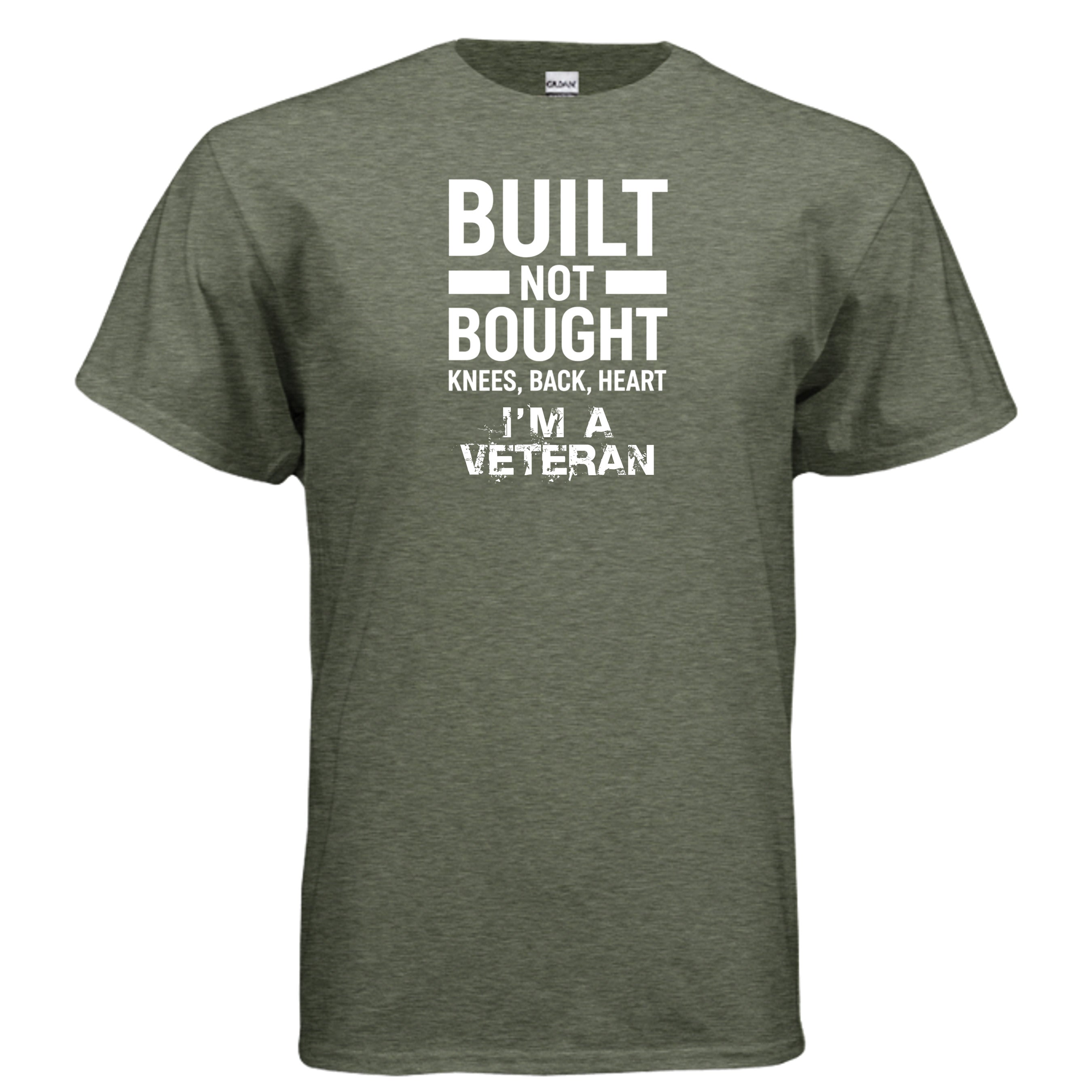 Built Not Bought Veteran Tee – “Knees Back Heart” Military Pride Shirt Anvil and Anthem }