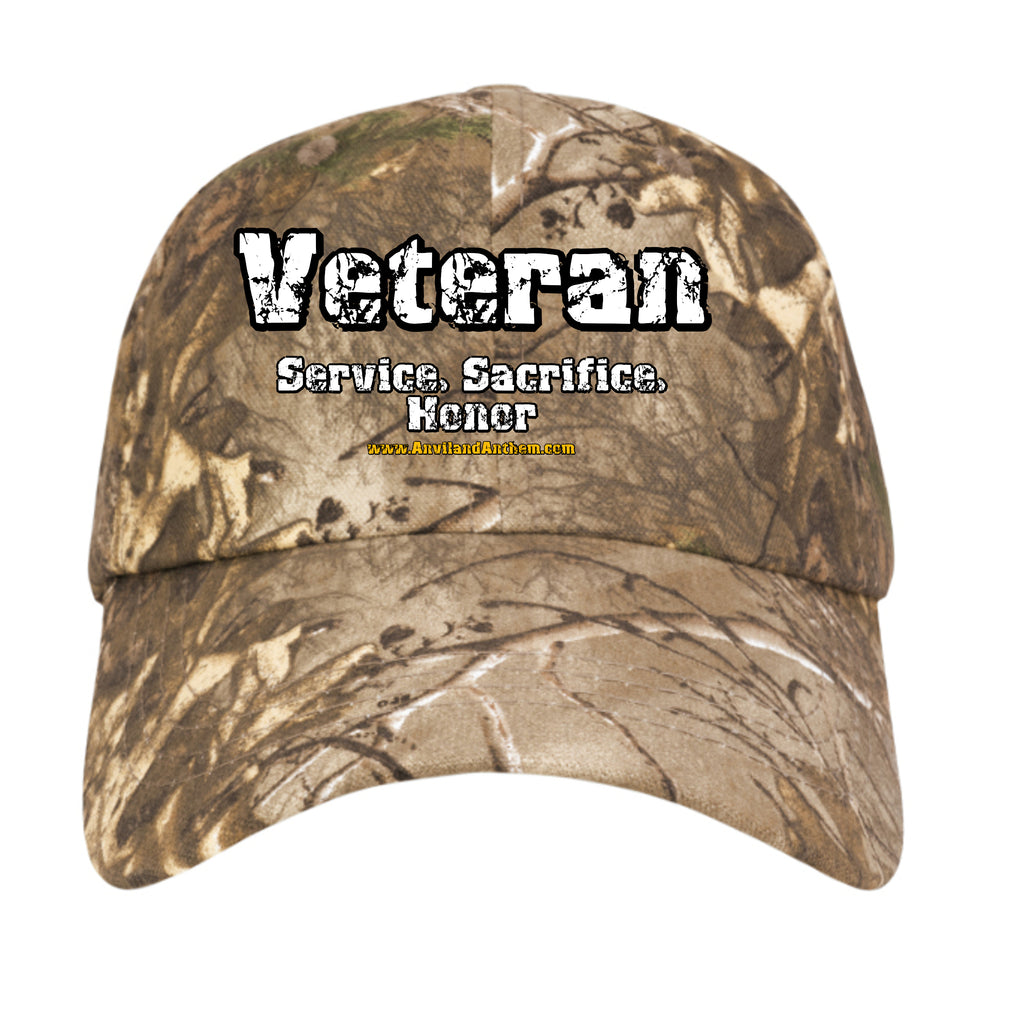 Veteran Honor Camo Hat – Service Sacrifice Pride Military Cap Anvil and Anthem }
