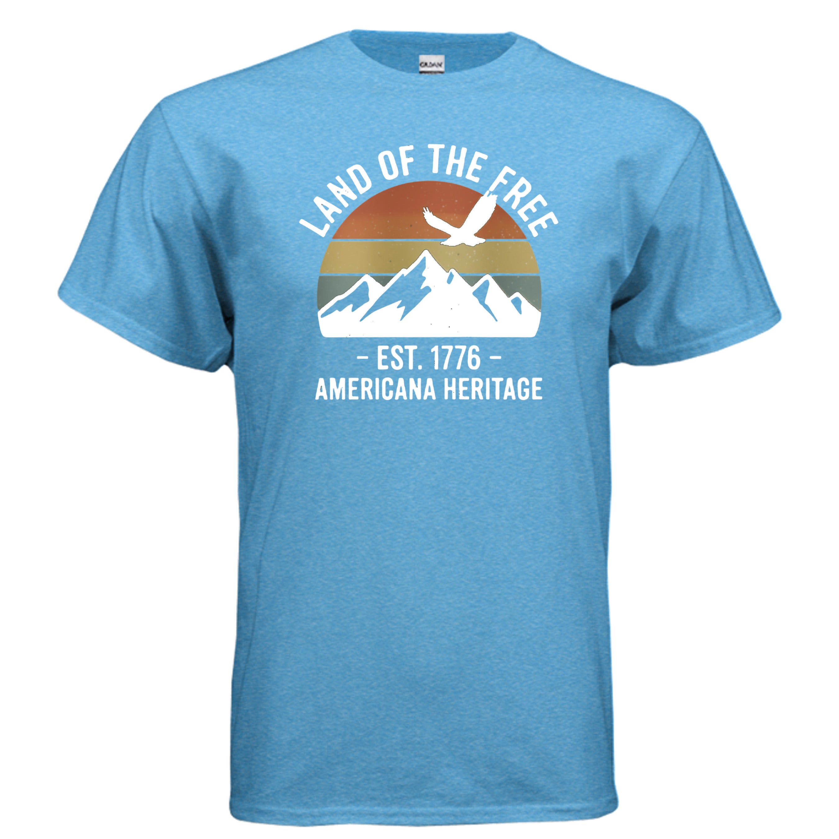 American Heritage Tee – Land of the Free Est. 1776 Patriotic Mountain Shirt Anvil and Anthem }