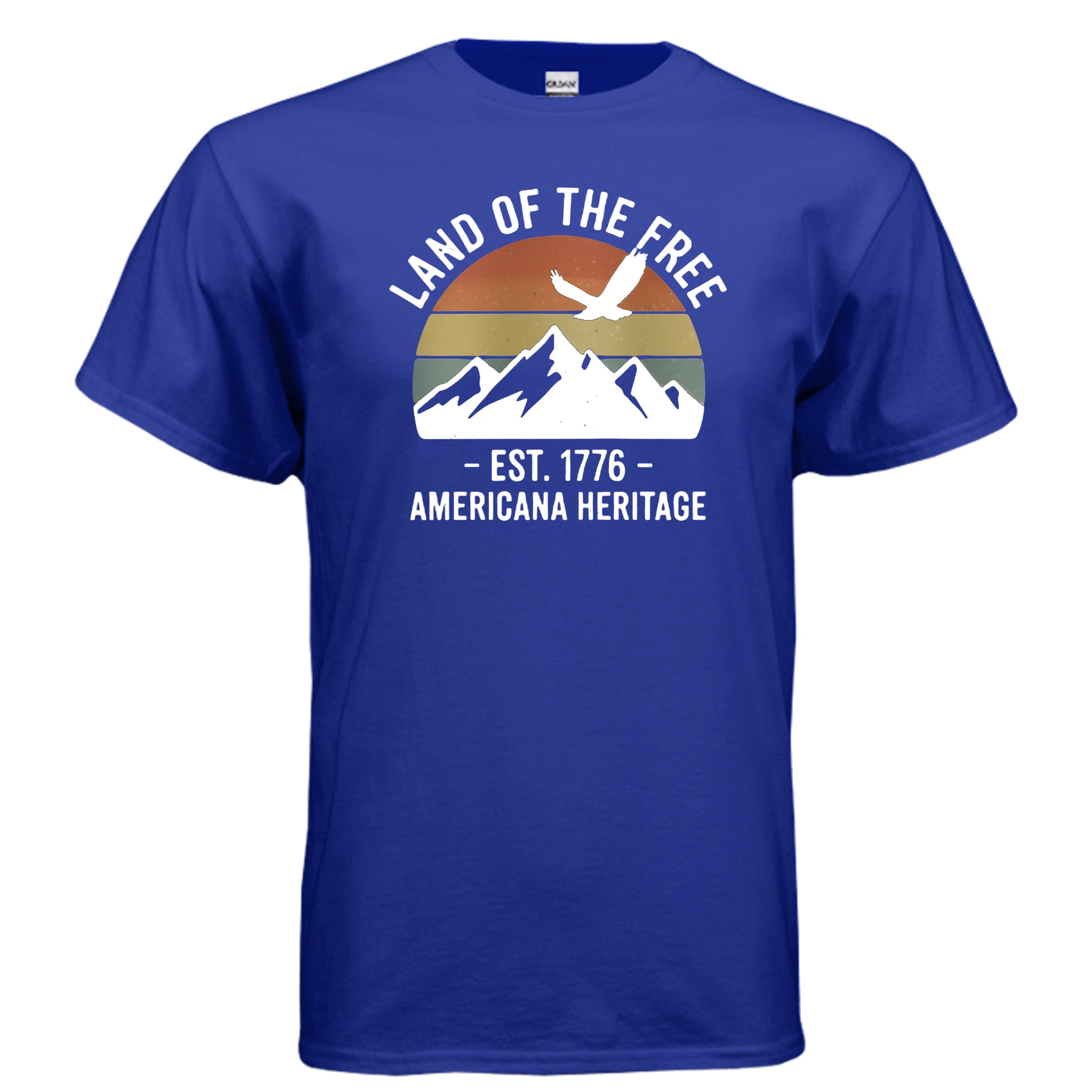 American Heritage Tee – Land of the Free Est. 1776 Patriotic Mountain Shirt Anvil and Anthem }