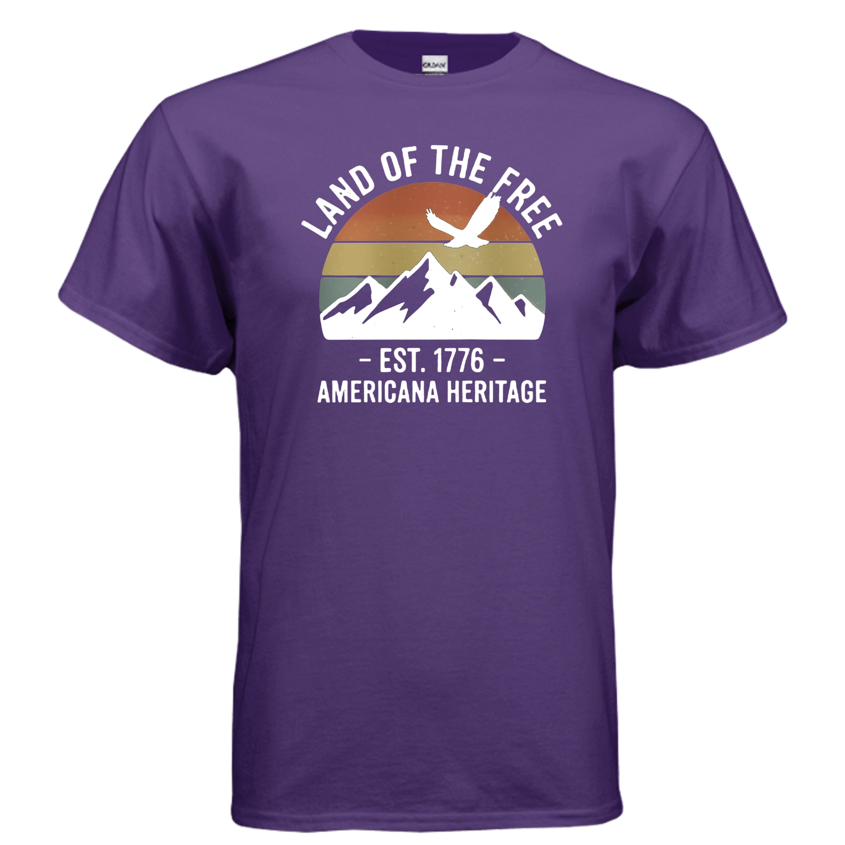 American Heritage Tee – Land of the Free Est. 1776 Patriotic Mountain Shirt Anvil and Anthem }