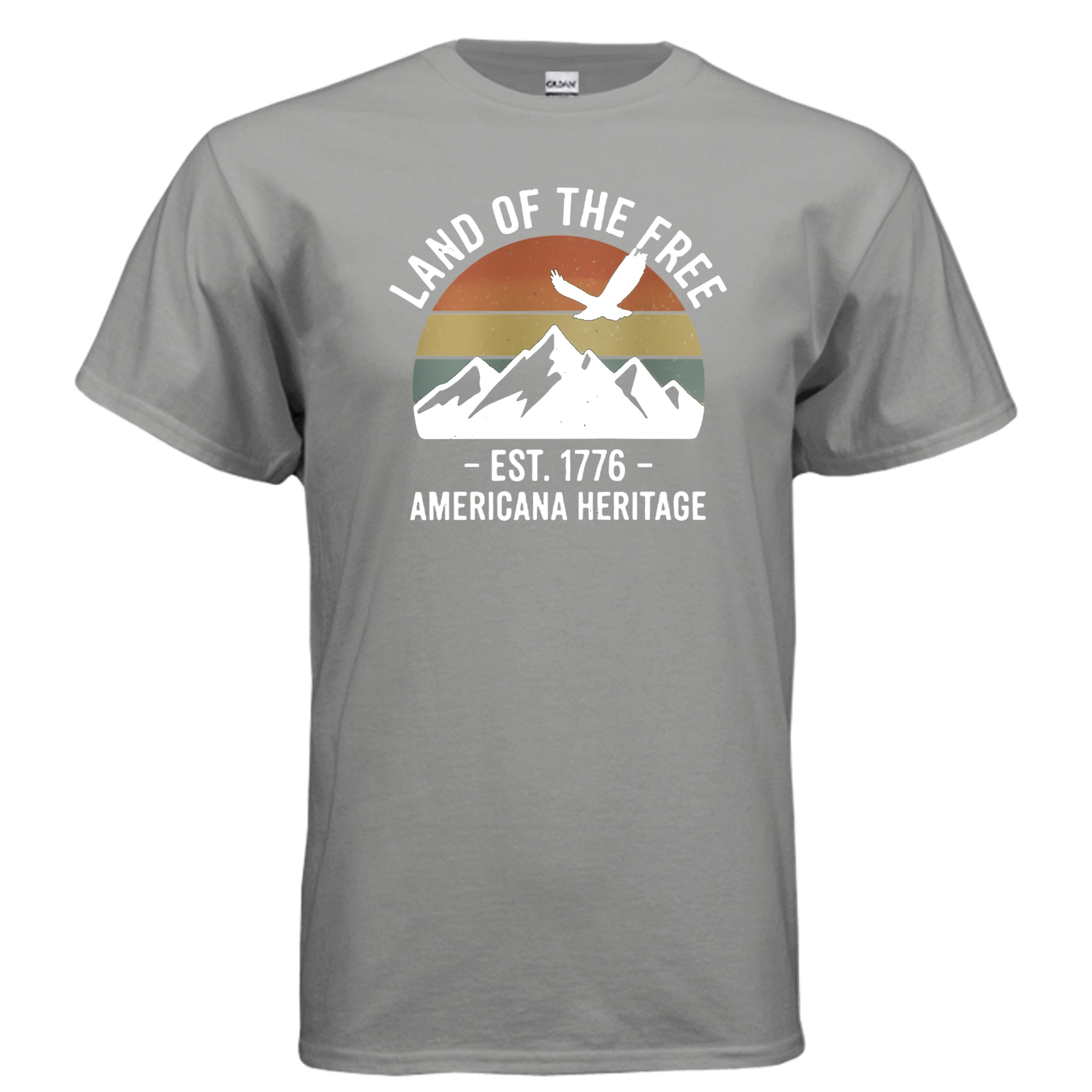 American Heritage Tee – Land of the Free Est. 1776 Patriotic Mountain Shirt Anvil and Anthem }