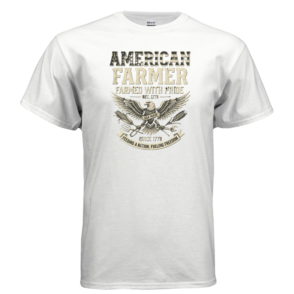 American Farmer Tee – “Feeding a Nation, Fueling Freedom” Patriotic Farm Shirt Anvil and Anthem }