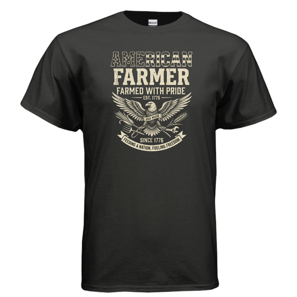 American Farmer Tee – “Feeding a Nation, Fueling Freedom” Patriotic Farm Shirt Anvil and Anthem }