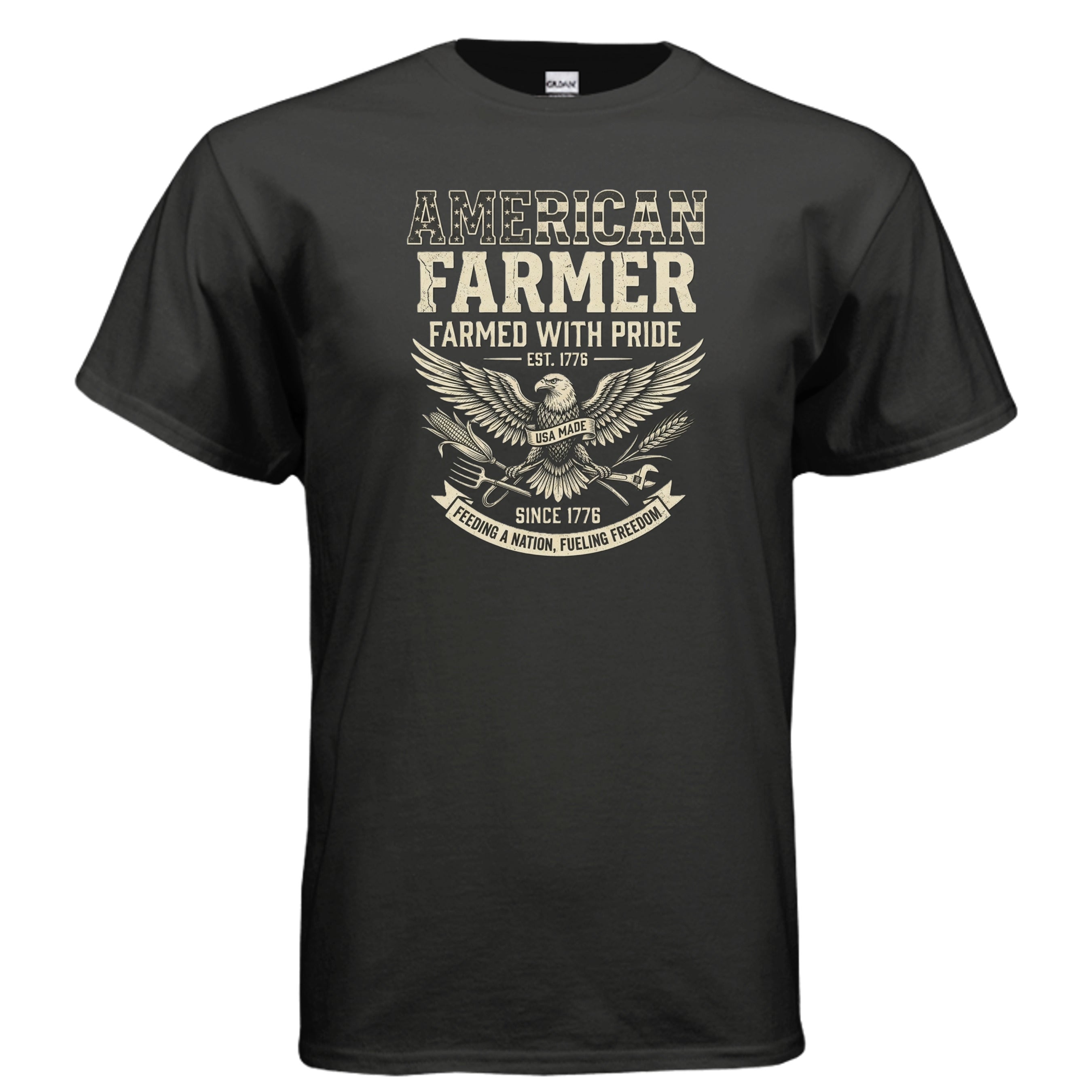 American Farmer Tee – “Feeding a Nation, Fueling Freedom” Patriotic Farm Shirt Anvil and Anthem }