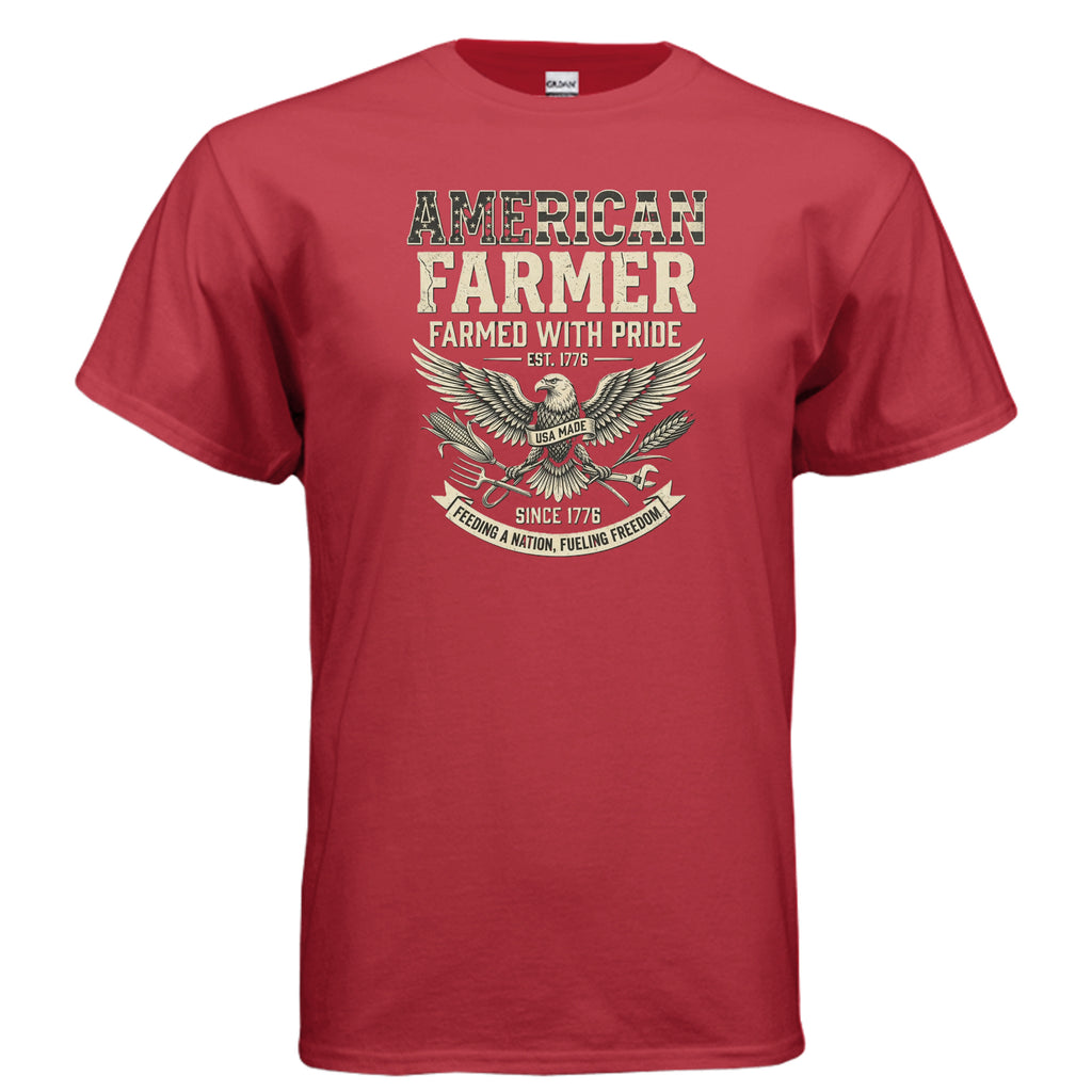 American Farmer Tee – “Feeding a Nation, Fueling Freedom” Patriotic Farm Shirt Anvil and Anthem }