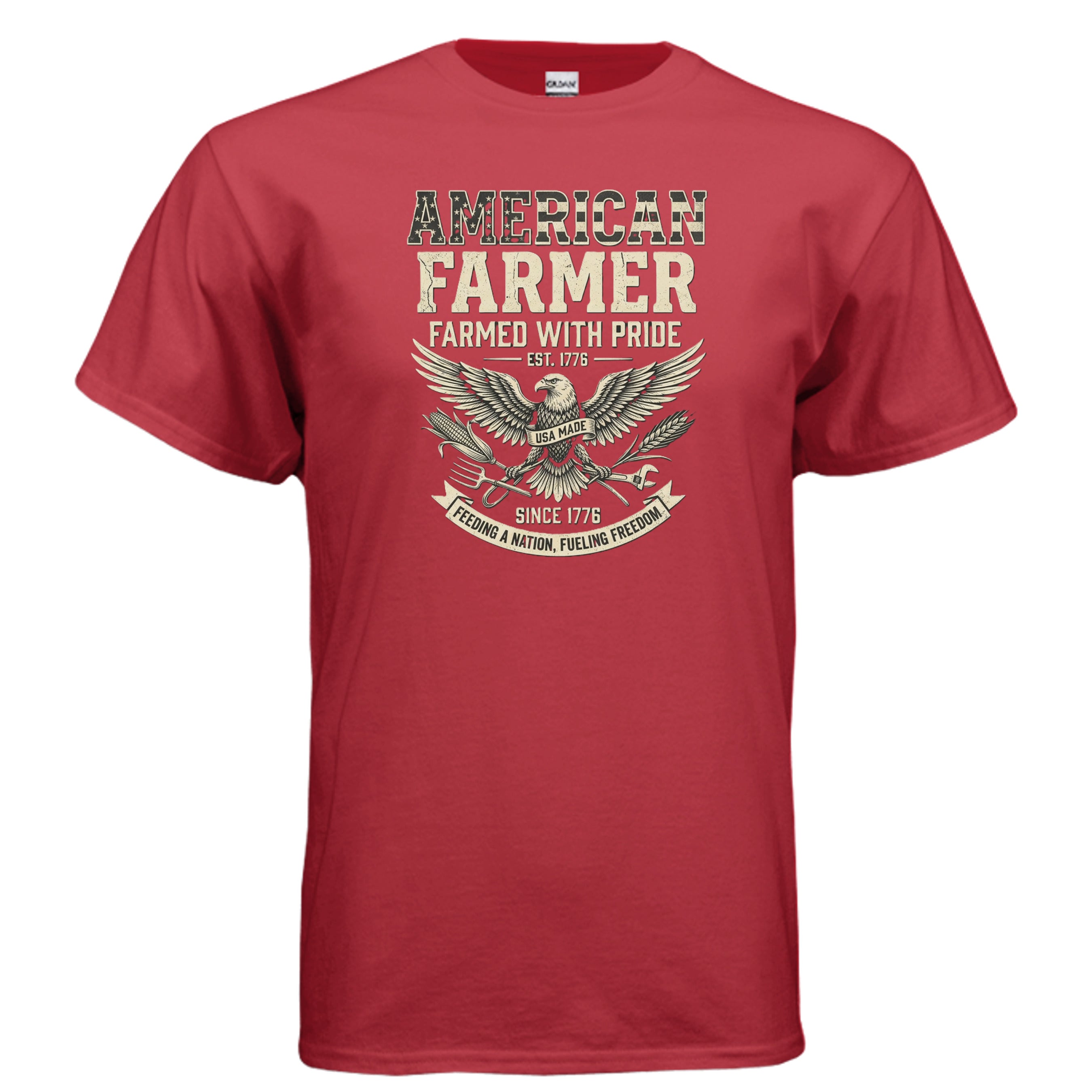 American Farmer Tee – “Feeding a Nation, Fueling Freedom” Patriotic Farm Shirt Anvil and Anthem }