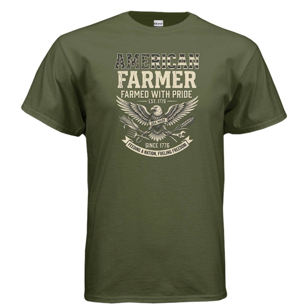 American Farmer Tee – “Feeding a Nation, Fueling Freedom” Patriotic Farm Shirt Anvil and Anthem }