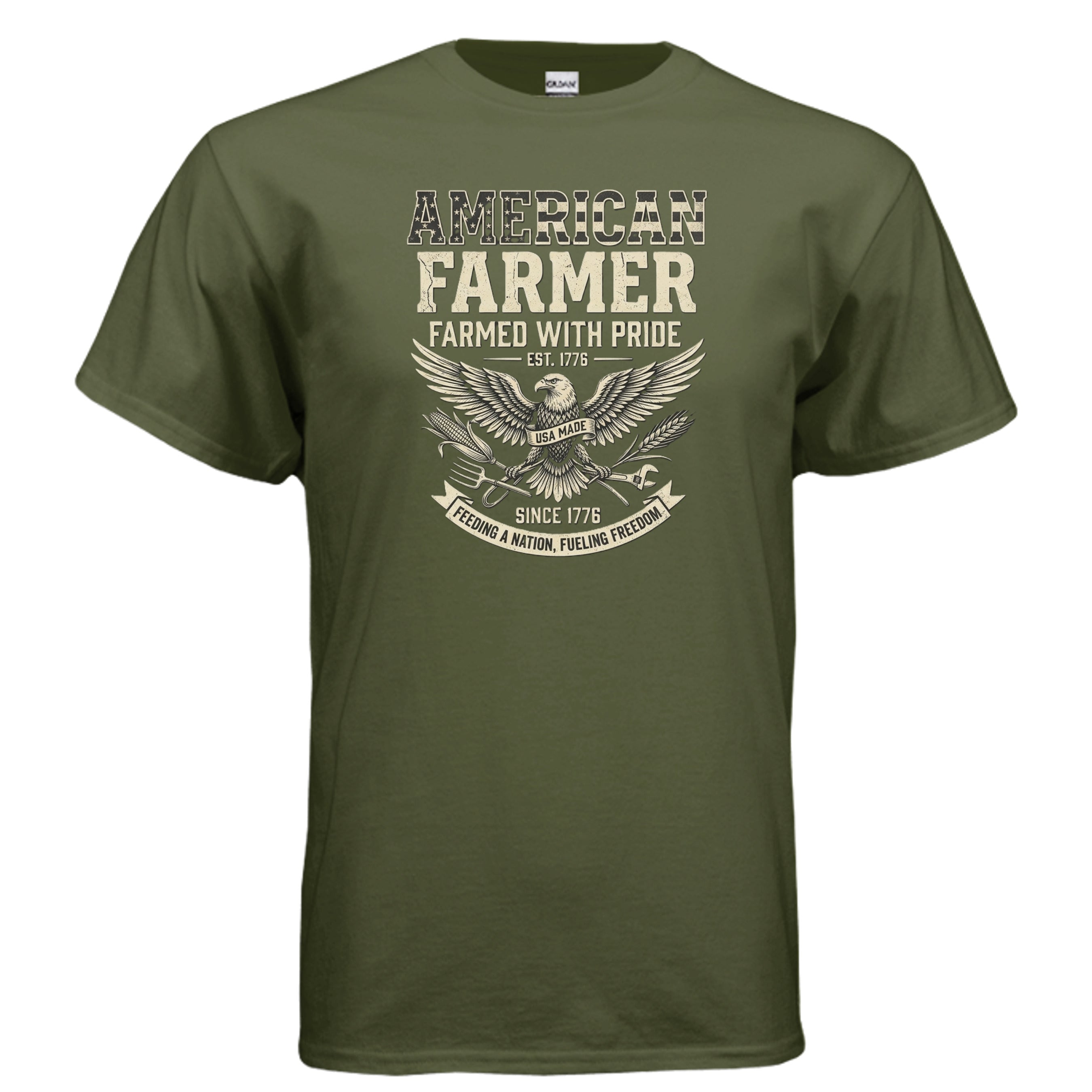 American Farmer Tee – “Feeding a Nation, Fueling Freedom” Patriotic Farm Shirt Anvil and Anthem }