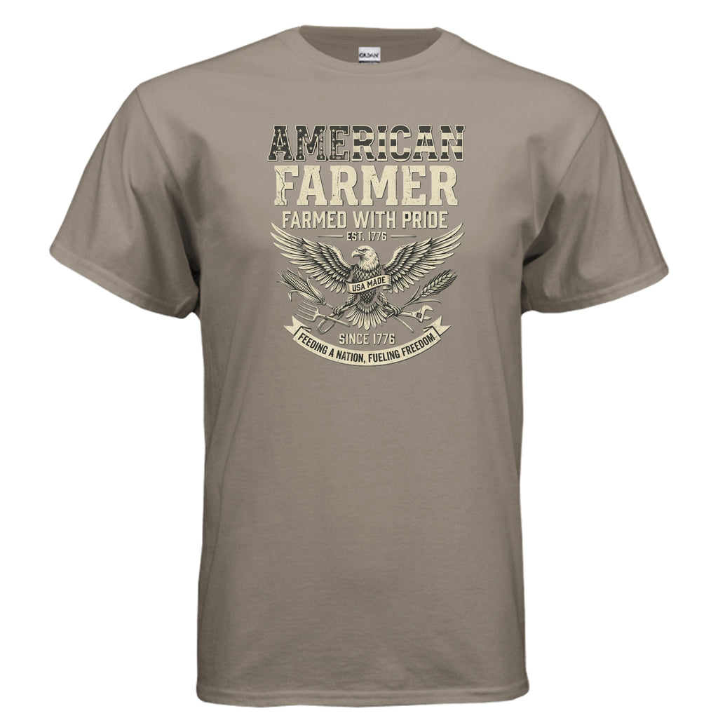 American Farmer Tee – “Feeding a Nation, Fueling Freedom” Patriotic Farm Shirt Anvil and Anthem }