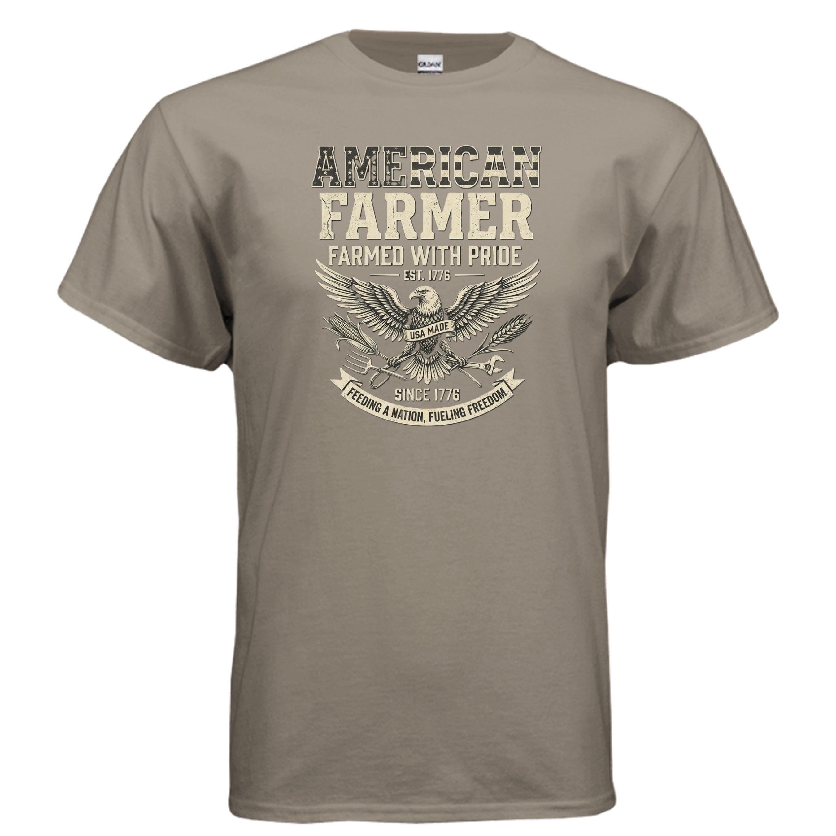 American Farmer Tee – “Feeding a Nation, Fueling Freedom” Patriotic Farm Shirt Anvil and Anthem }
