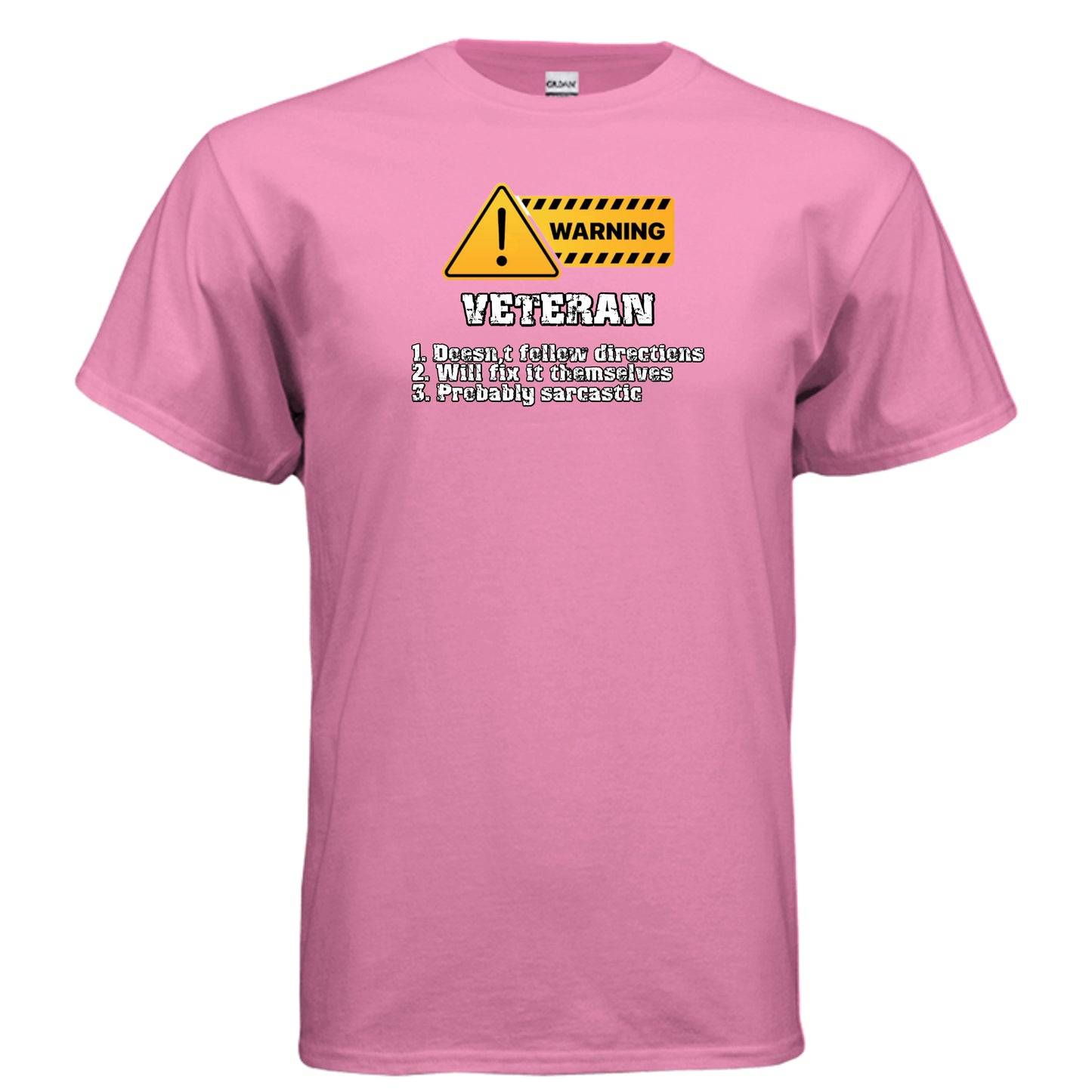 Veteran Made Tee – Warning Sign “Doesn’t Follow Directions” Humor Shirt {{ product_type }Anvil and Anthem }