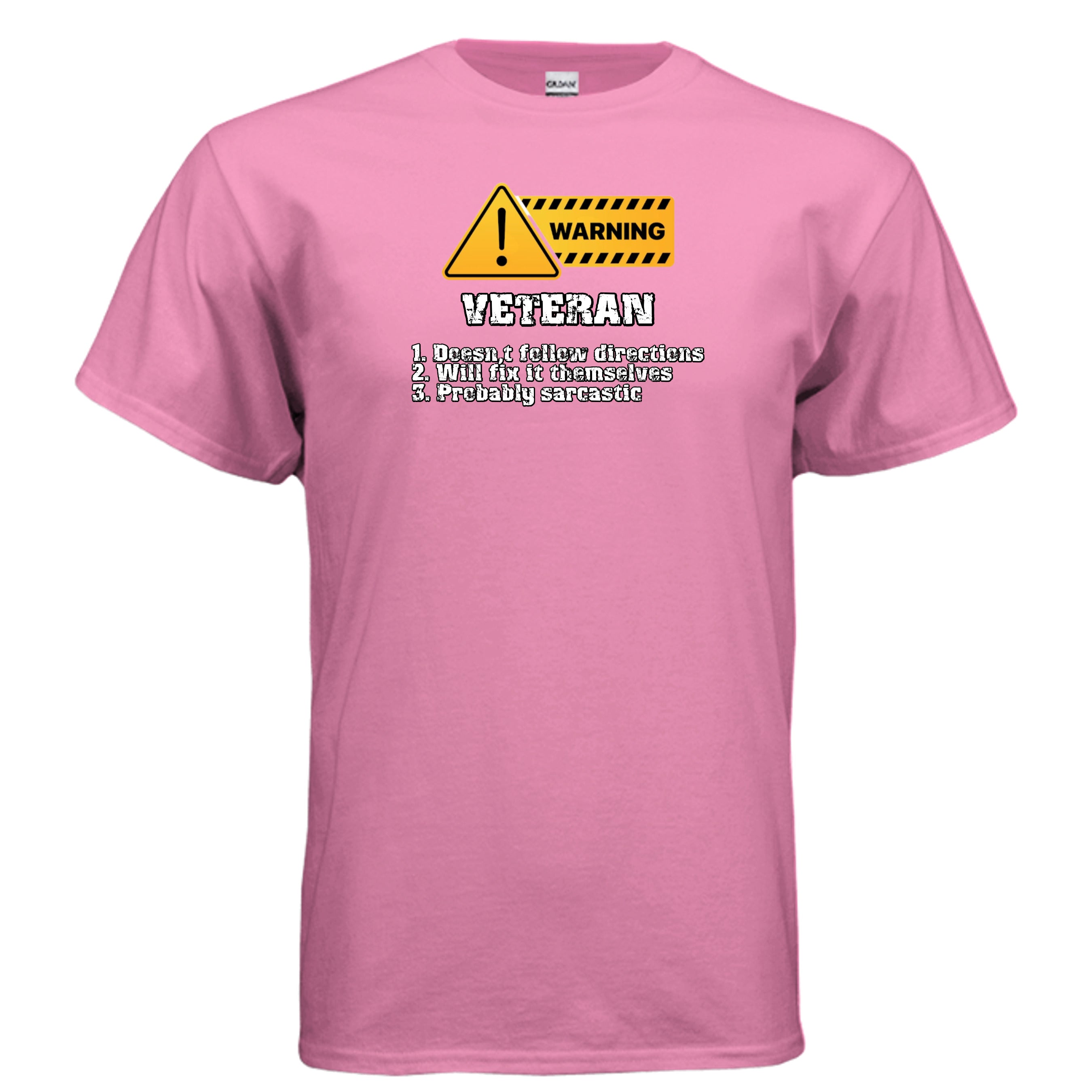 Veteran Made Tee – Warning Sign “Doesn’t Follow Directions” Humor Shirt Anvil and Anthem }