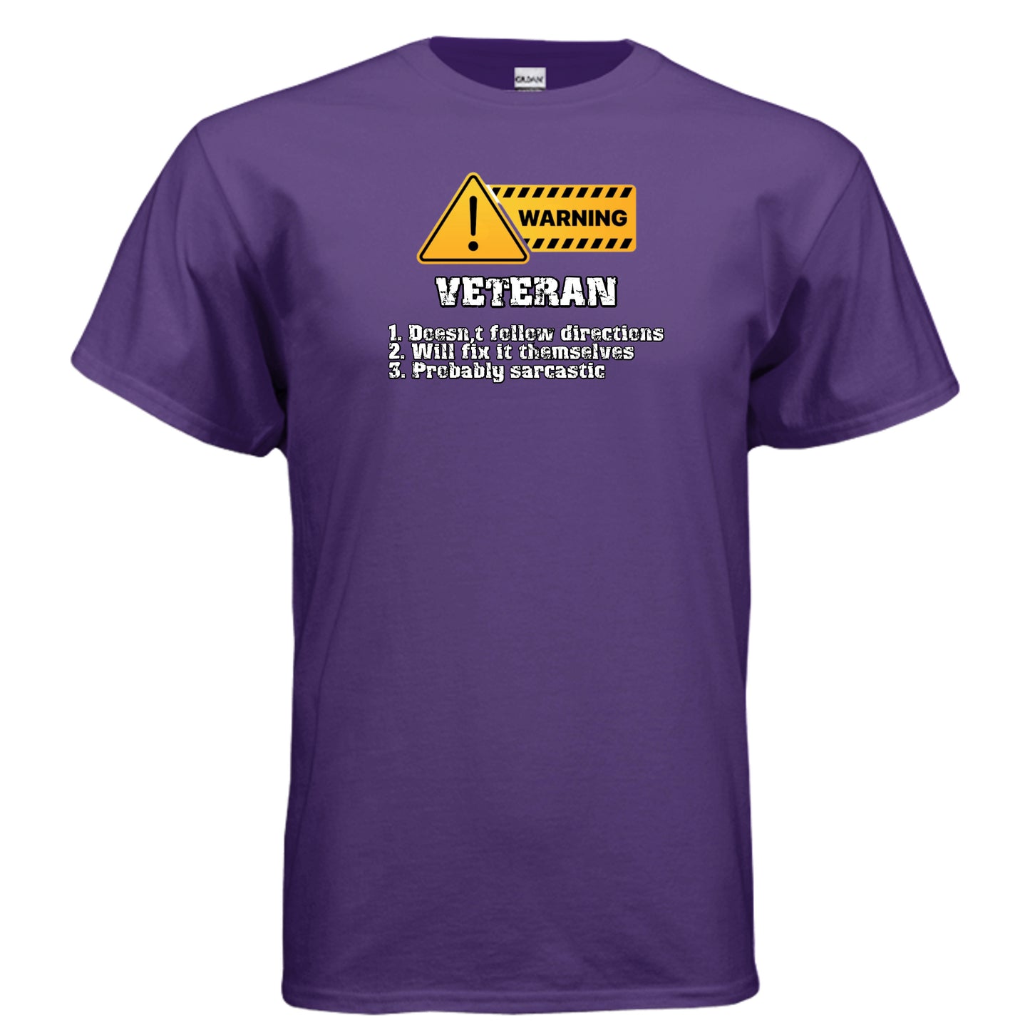 Veteran Made Tee – Warning Sign “Doesn’t Follow Directions” Humor Shirt {{ product_type }Anvil and Anthem }