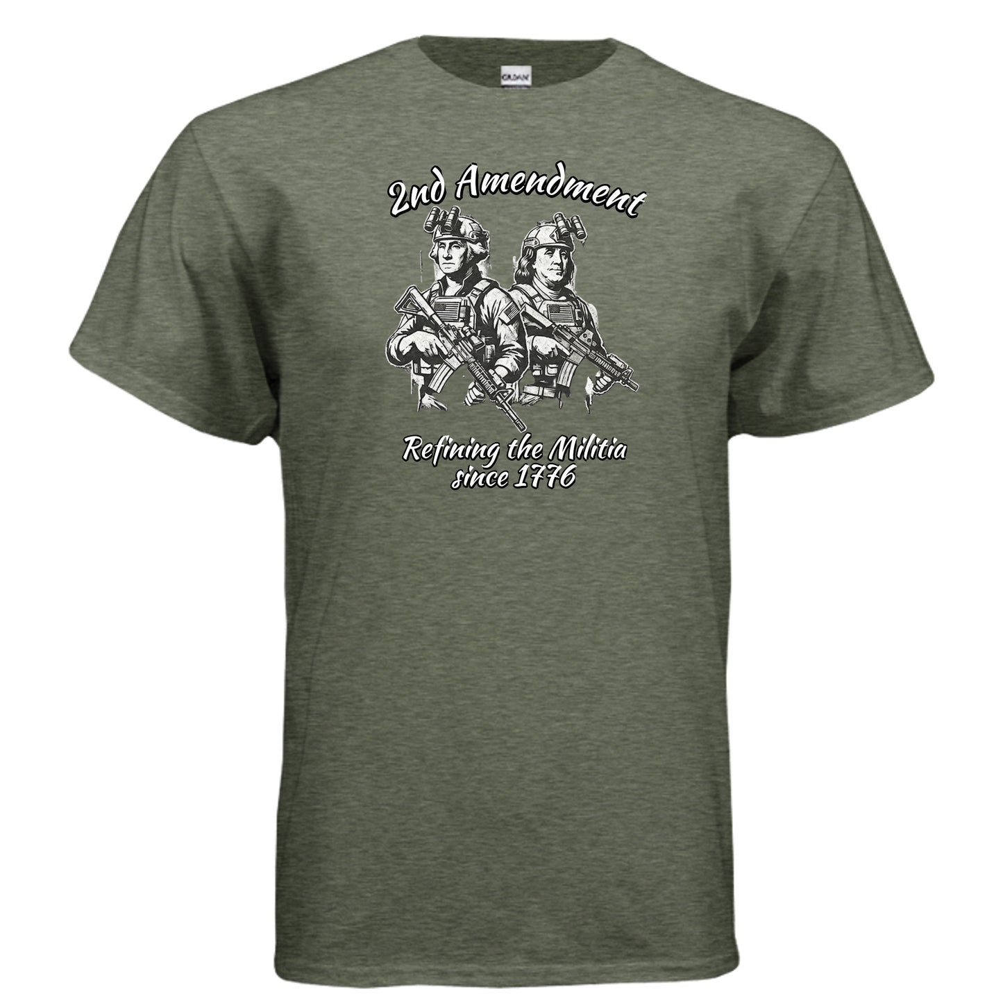 2nd Amendment Tee – Washington & Adams Tactical Liberty Shirt HEATHER MILITARY GREEN {{ product_type }Anvil and Anthem }