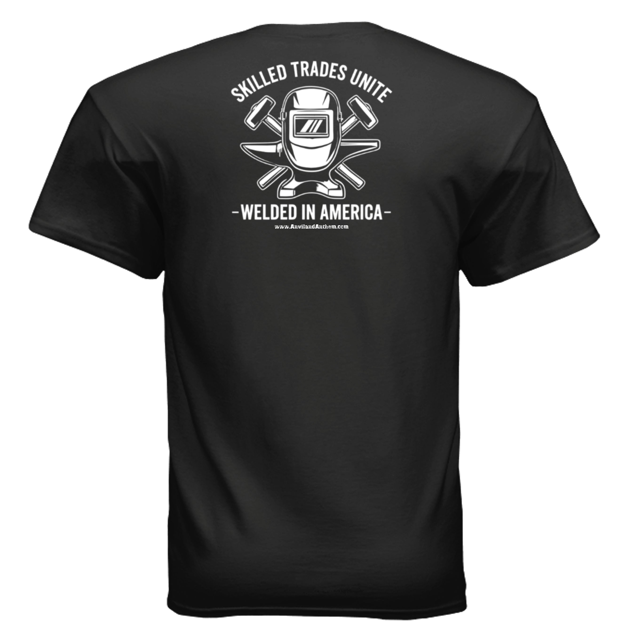 Welded in America Blue Collar Tee – Skilled Trades Unite Workwear Shirt Anvil and Anthem }